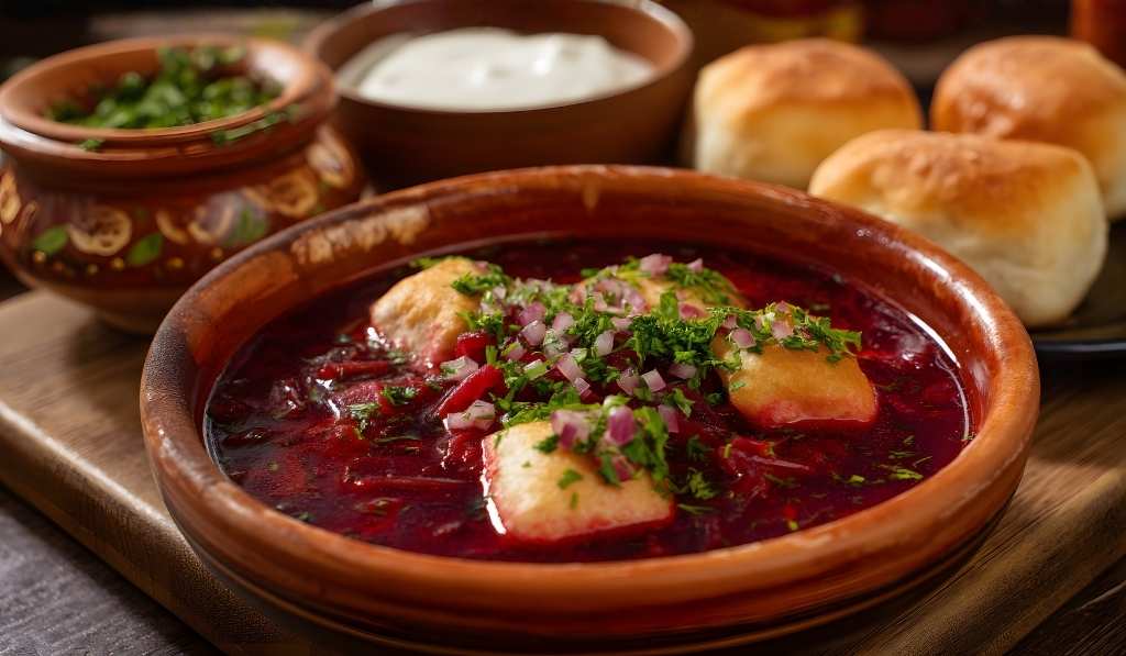 borscht with dumplings